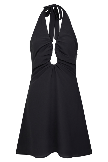 Malakhai Chiffon Halter Mini Dress - Black
