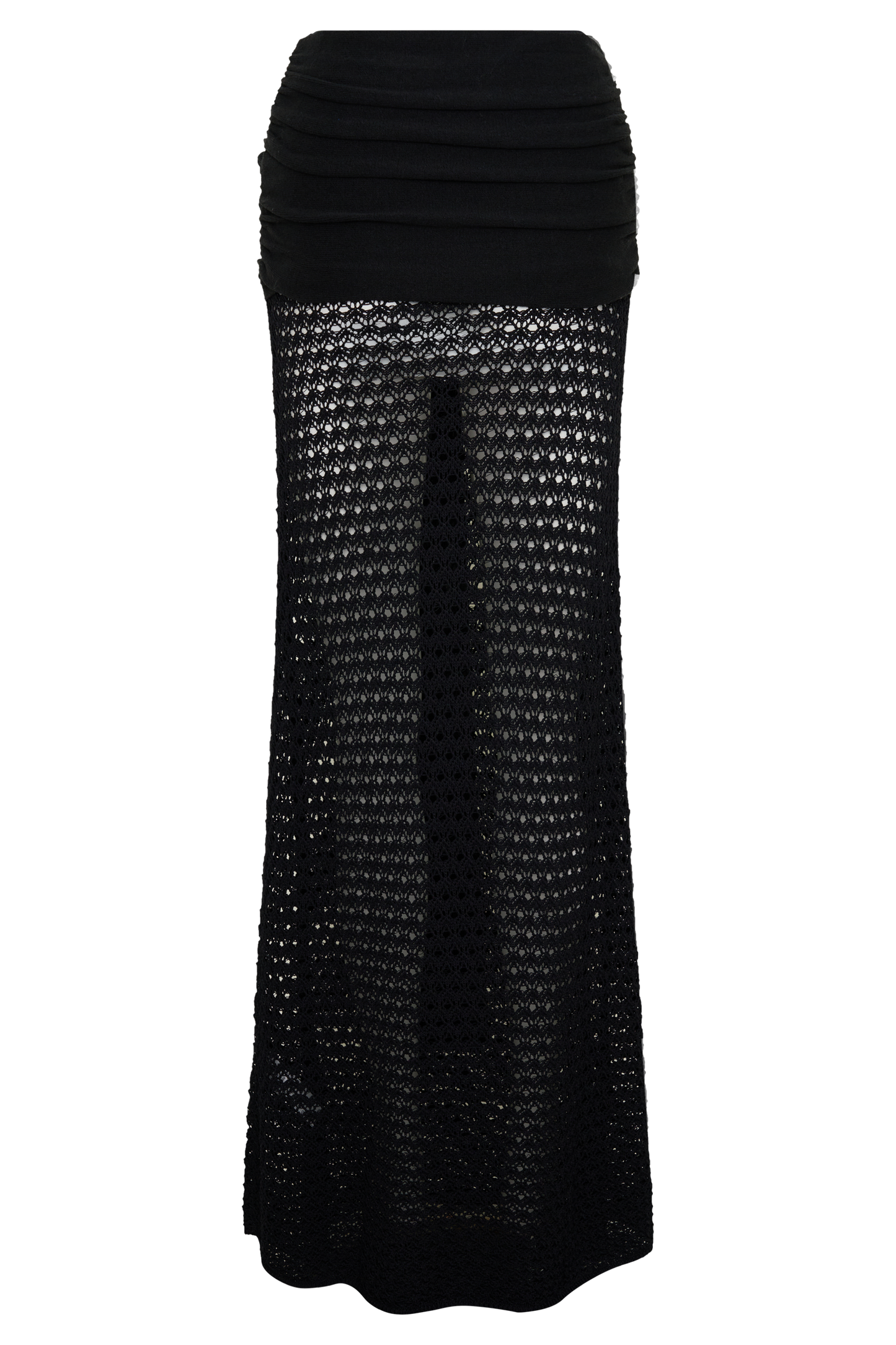 Mania Crochet Maxi Skirt With Hardware - Black