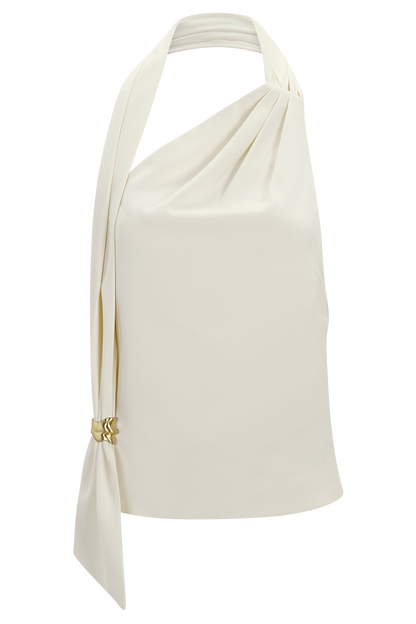 Marina Halter Top With Hardware - Ivory