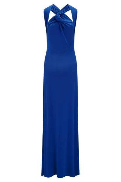 Marlee Asymmetrical Slinky Maxi Dress - Cobalt