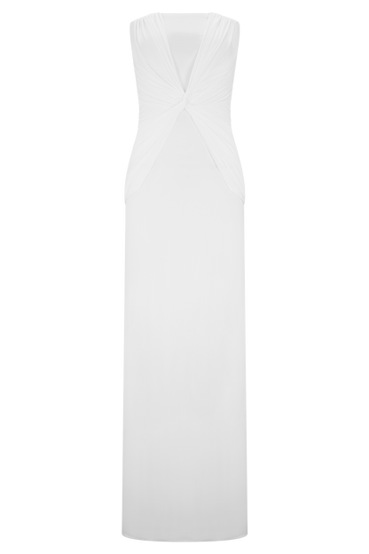 Mirren Strapless Slinky Maxi Dress - White