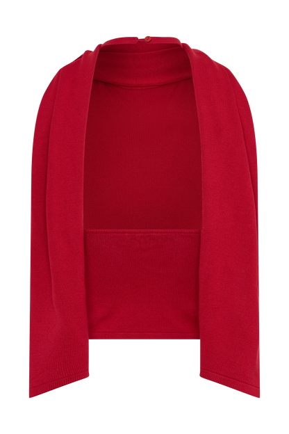 Misty Halter Backless Knit Top - Red