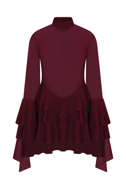 Nimah Chiffon Ruffle Mini Dress - Wine