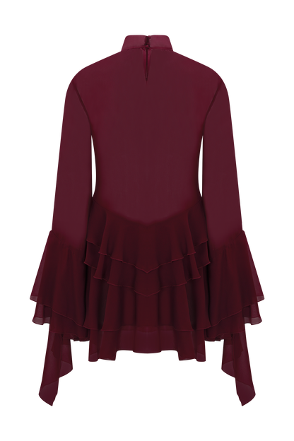 Nimah Chiffon Ruffle Mini Dress - Wine