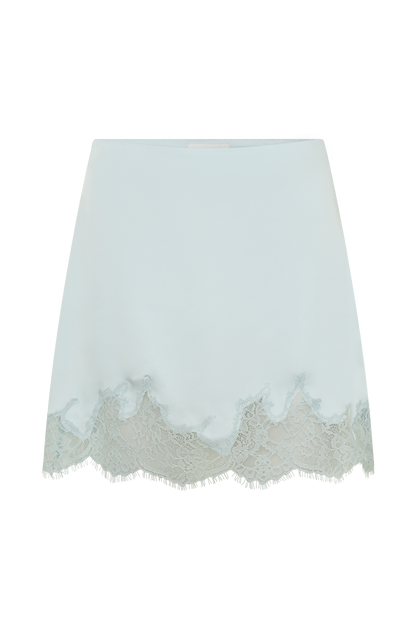Nina Lace And Satin Mini Skirt - Ice Blue