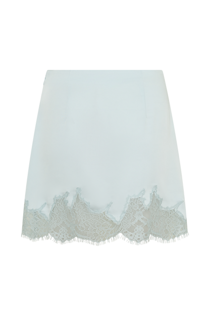 Nina Lace And Satin Mini Skirt - Ice Blue