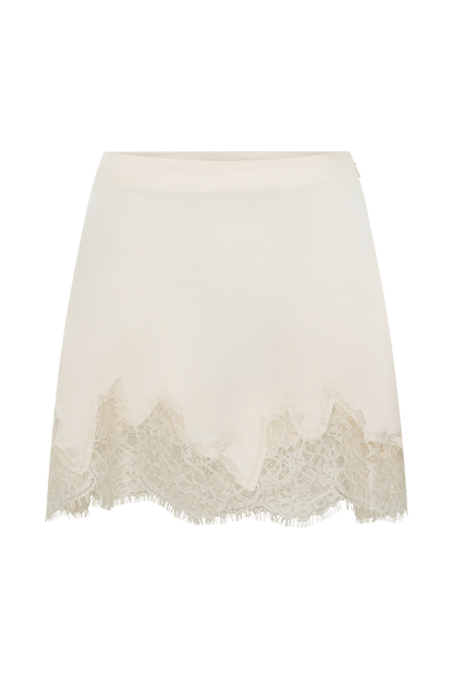 Nina Lace And Satin Mini Skirt - Ivory