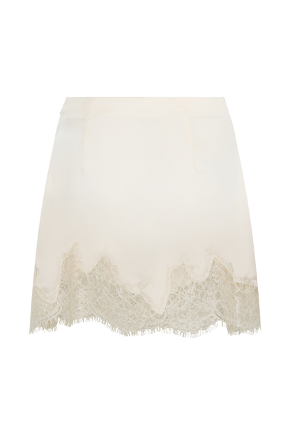 Nina Lace And Satin Mini Skirt - Ivory