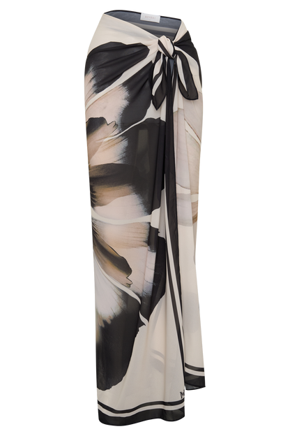 Noa Chiffon Scarf Sarong - Ivory Base Floral Print
