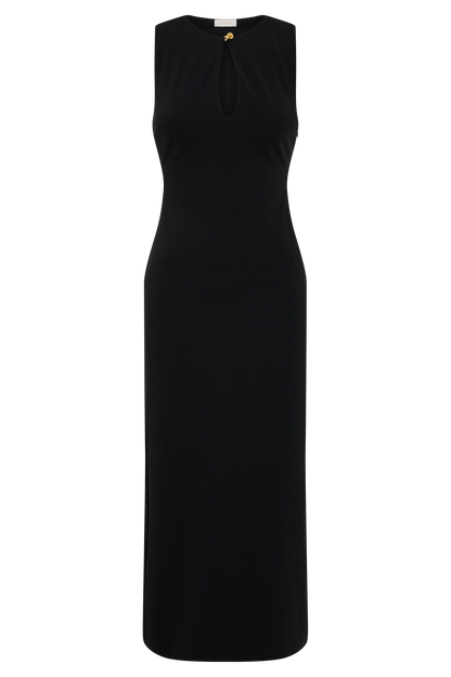 Norah Sleeveless Crepe Midi Dress - Black