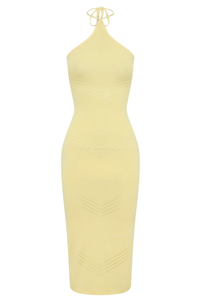 Penny Pointelle Midi Dress - Lemon