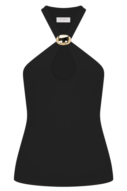 Ramona Modal Tank Top With Hardware - Black