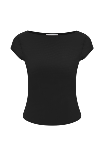 Romana Short Sleeve Mesh Top - Black