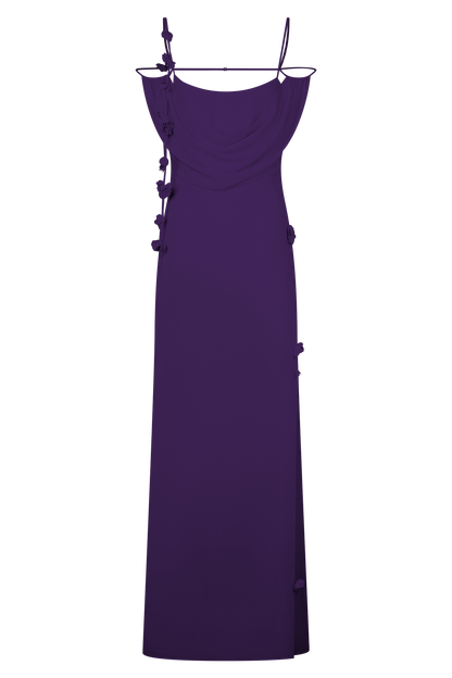 Rosalie Floral Chiffon Maxi Dress - Purple