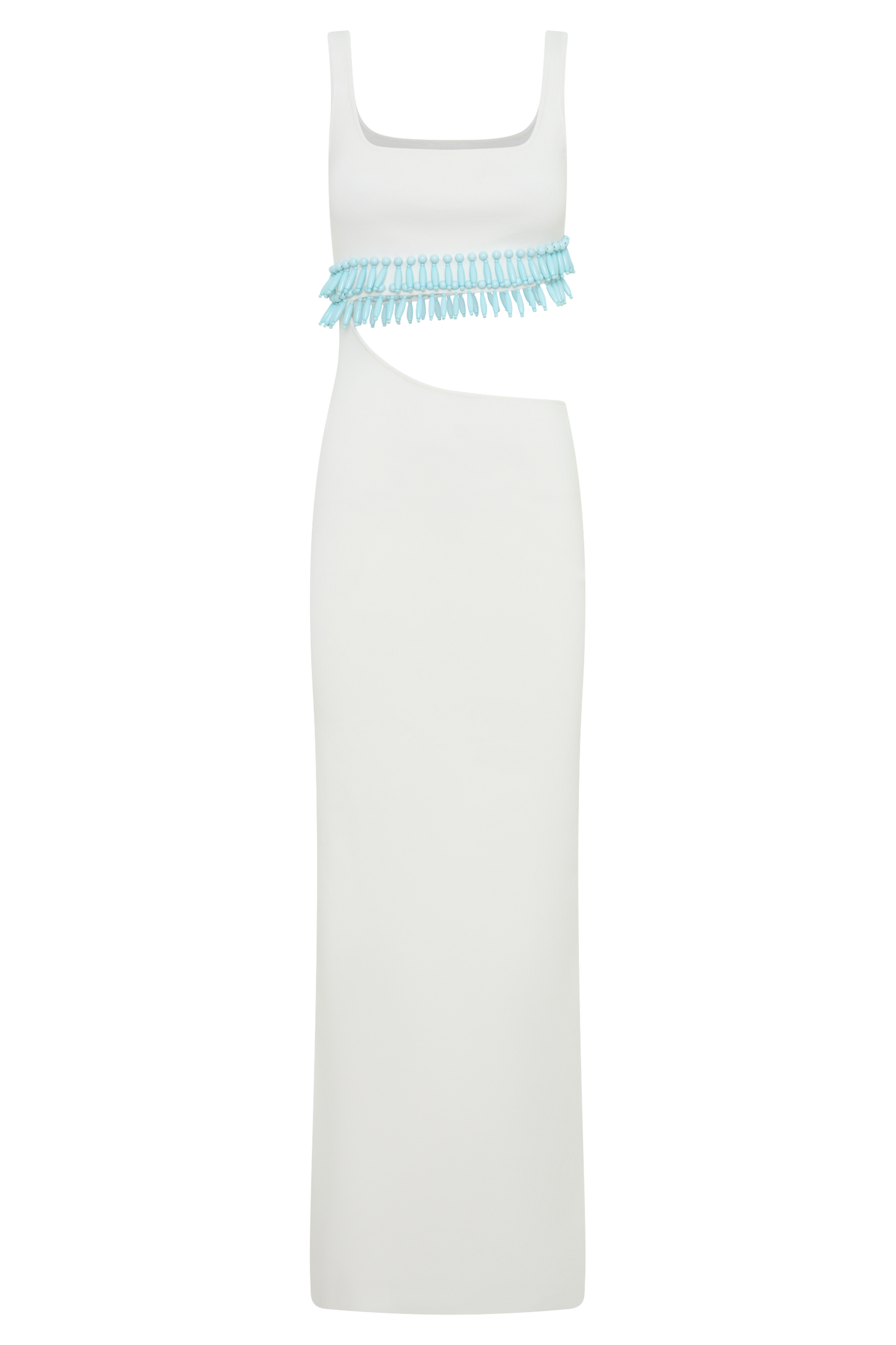 Ruvic Knit Maxi Beaded Dress - White