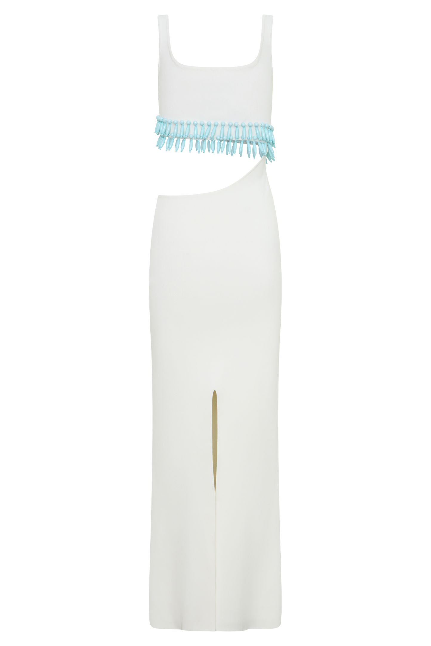 Ruvic Knit Maxi Beaded Dress - White