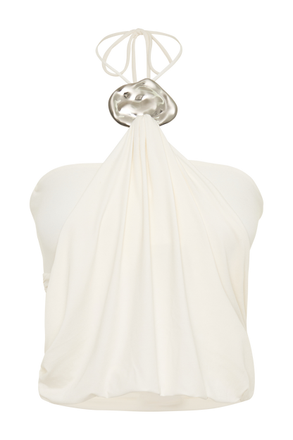 Sade Halter Top With Hardware - Ivory