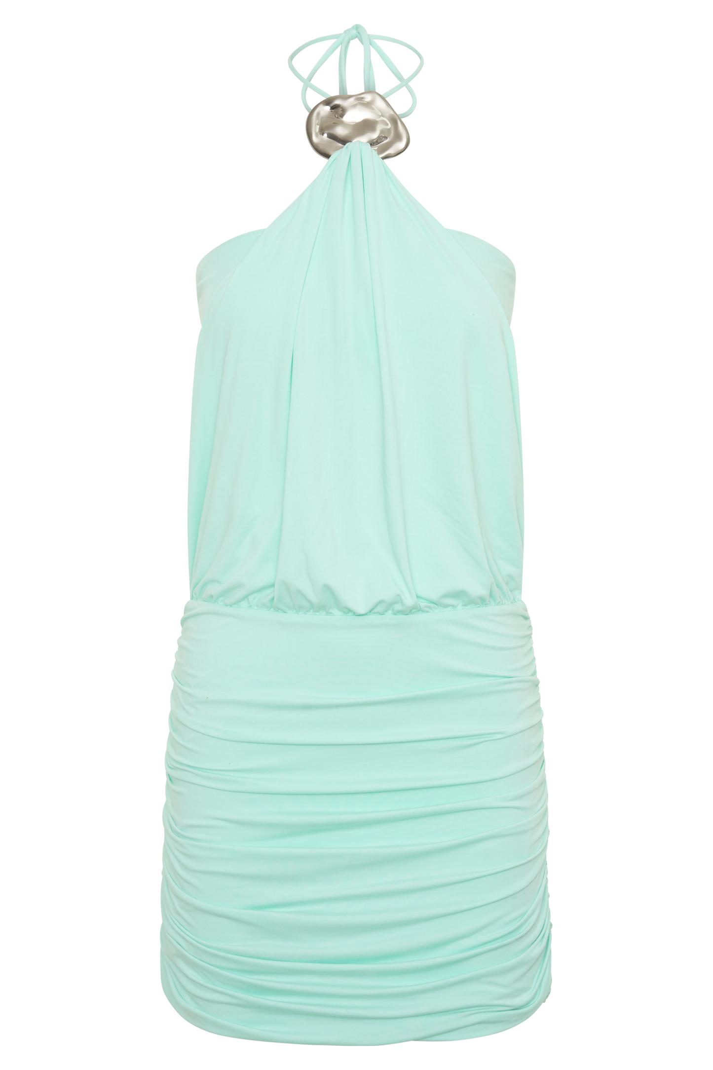 Sade Halter With Hardware Mini Dress - Sea Blue