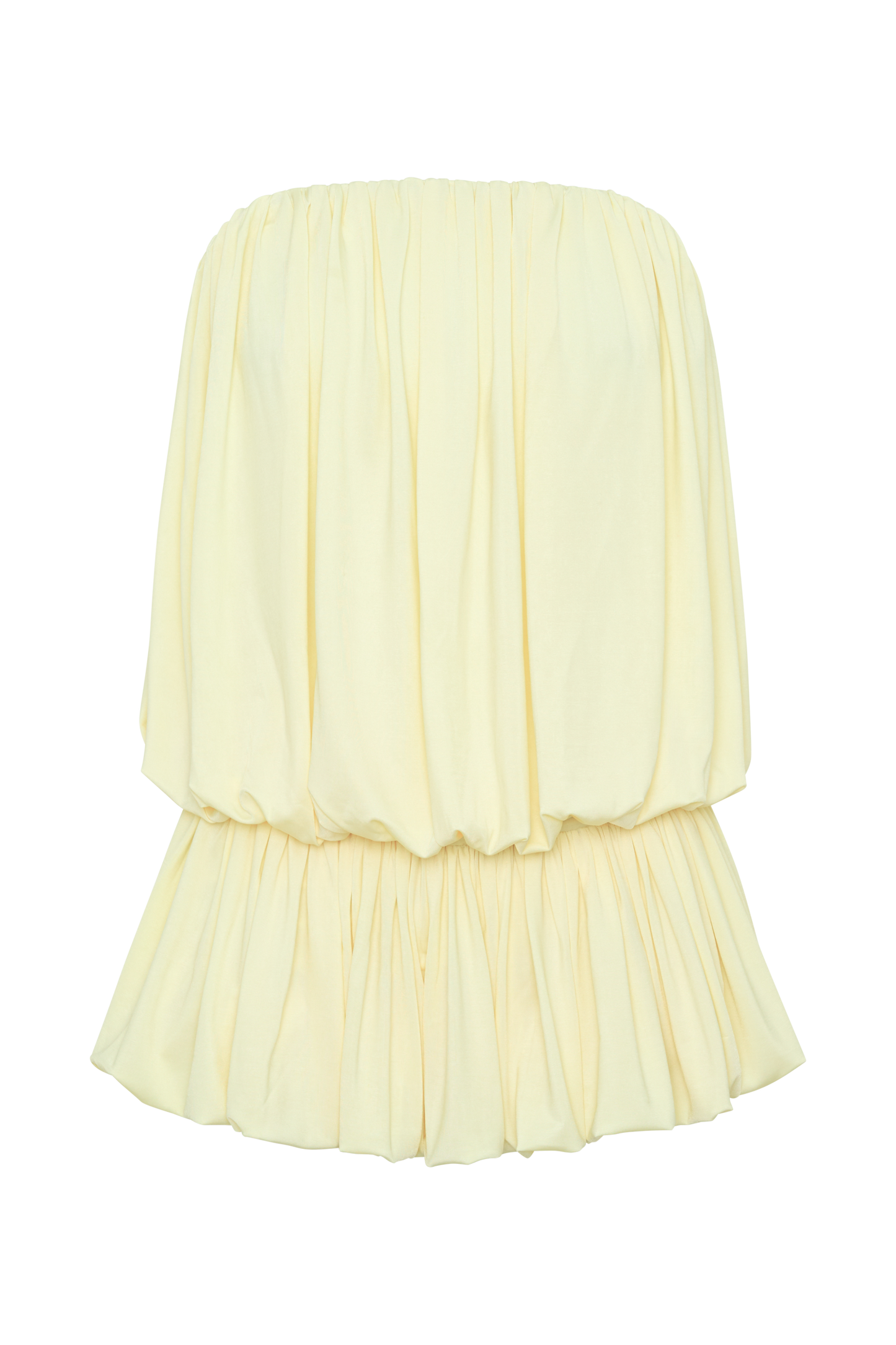 Safiya Strapless Gathered Bubble Mini Dress - Lemon