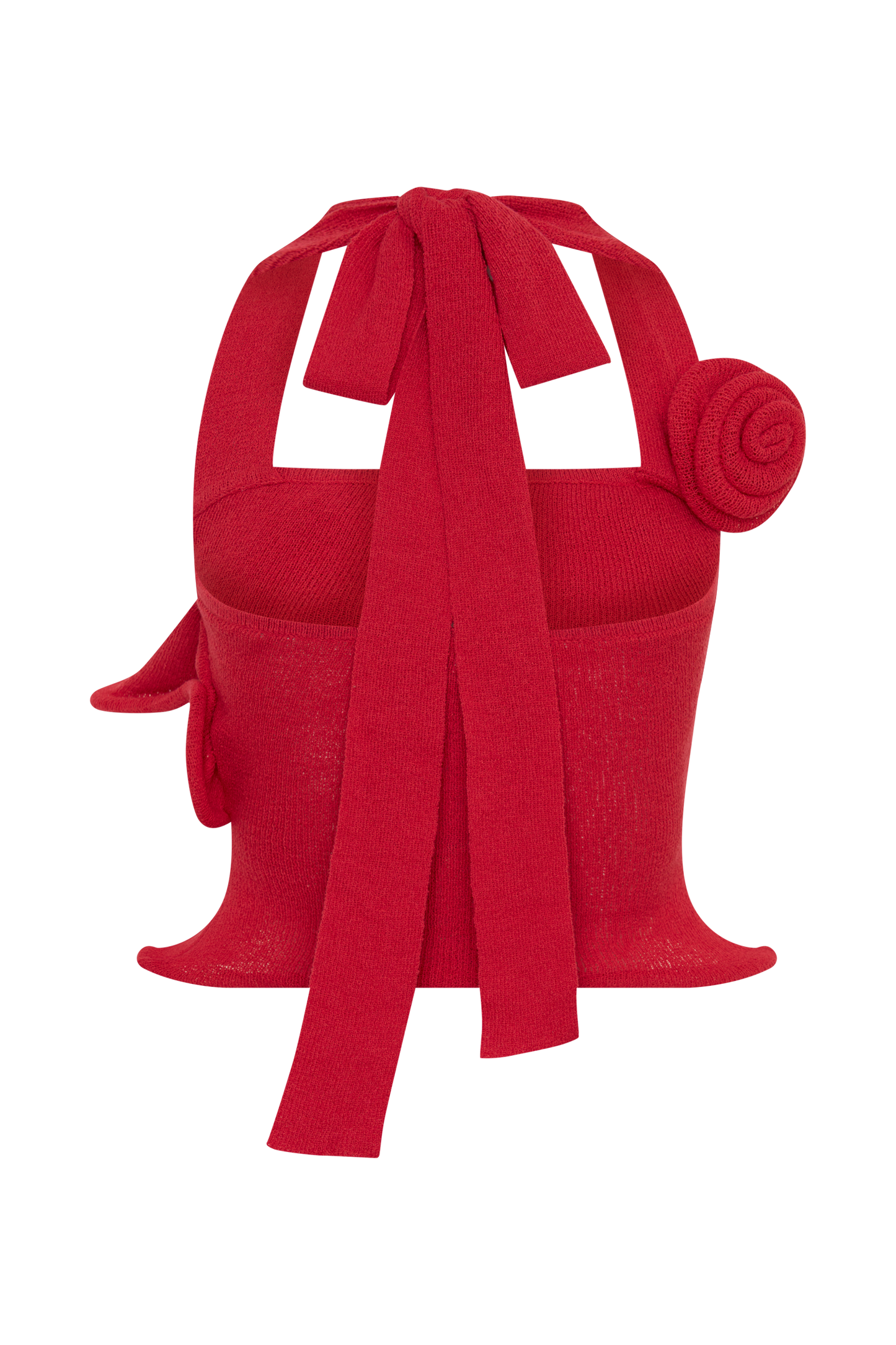 Samira Halter Knit Twist Top - Red
