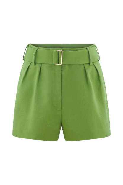 Scout Linen Belted Shorts - Green