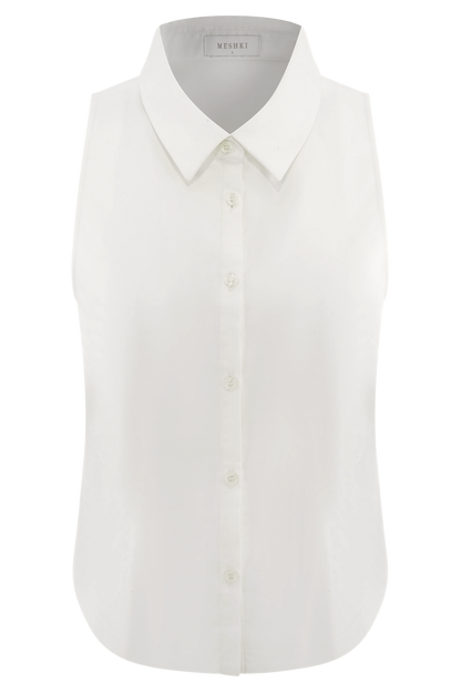 Selene Sleeveless Halter Shirt - White