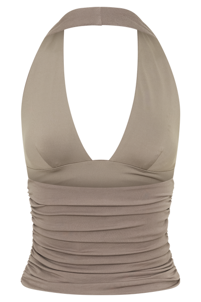 Peregrine Modal Gathered Halter Top - Neutral