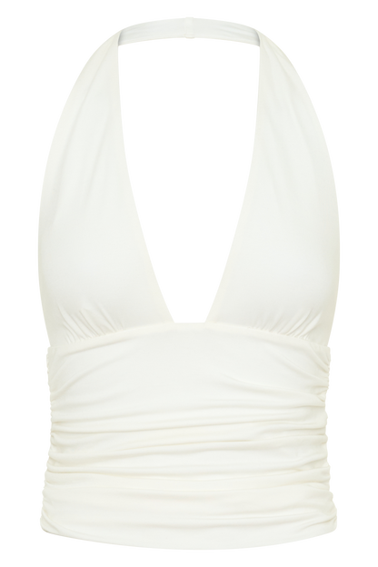 Peregrine Modal Gathered Halter Top - White