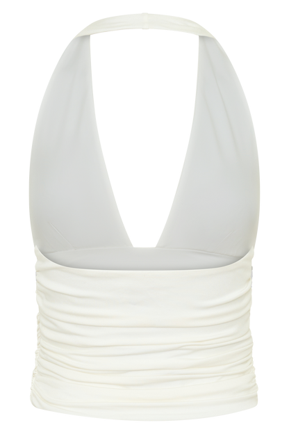 Peregrine Modal Gathered Halter Top - White