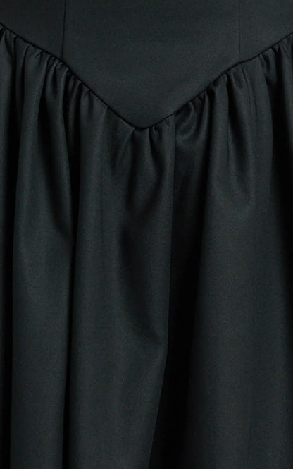 Helda Midi Dress Halter Tie Neck Corset Panel Dress in Black