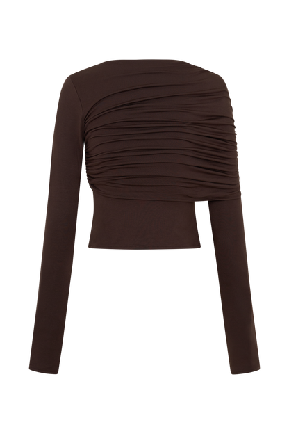 Keaton Modal Long Sleeve Overlay Top - Espresso