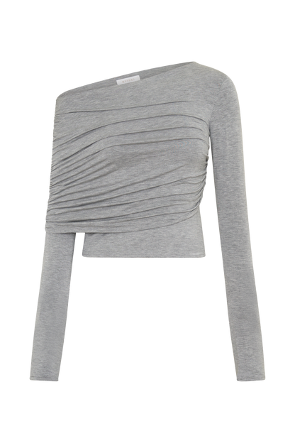 Keaton Modal Long Sleeve Overlay Top - Grey Marle