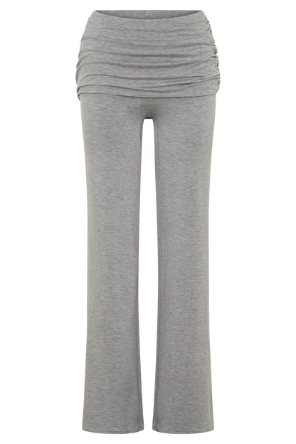 Keaton Modal Straight Leg Overlay Pant - Grey Marle
