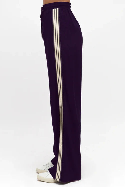 Oskar Pants - High Waisted Sports Stripe Side Seams in Navy