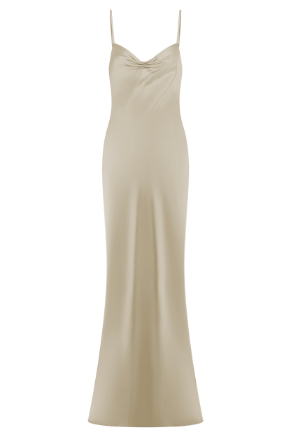 Lilly Sweetheart Satin Maxi Dress - Blush Gold
