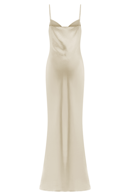 Lilly Sweetheart Satin Maxi Dress - Blush Gold