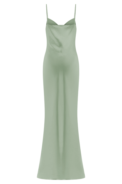 Lilly Sweetheart Satin Maxi Dress - Sage