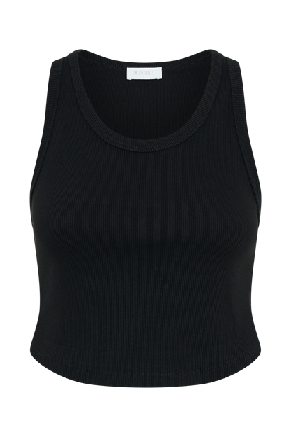Morgana Ribbed Tank Top - Black