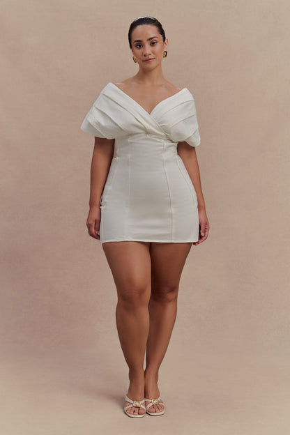 Pascale Off Shoulder Denim Mini Dress - White
