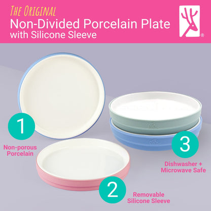 7.8"/20cm Porcelain White Divided Plates with Silicone Sleeves