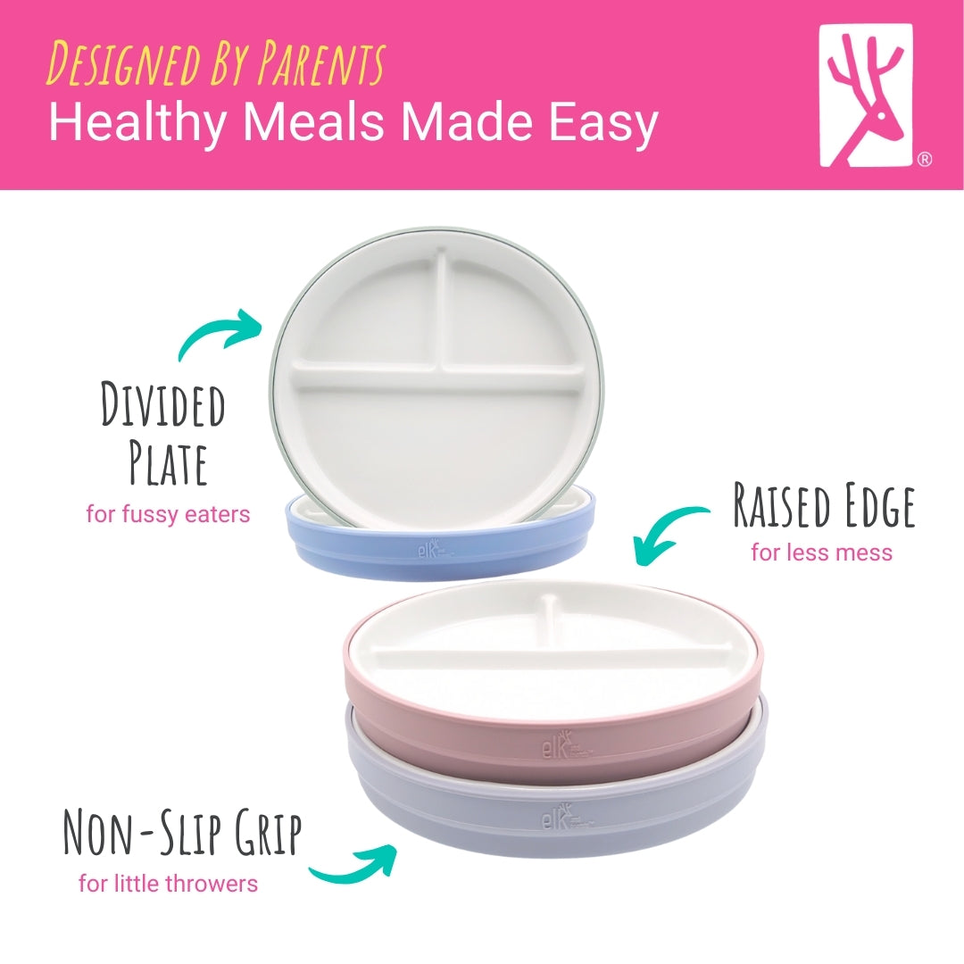 7.8"/20cm Porcelain White Divided Plates with Silicone Sleeves
