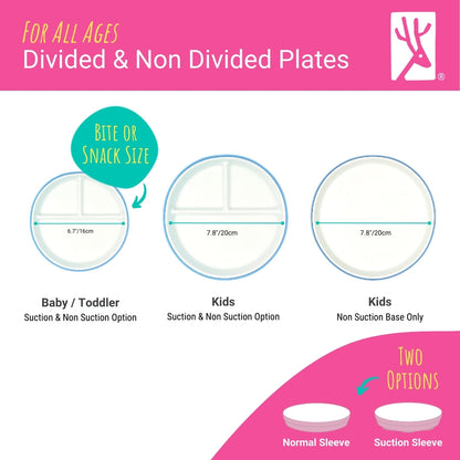 7.8"/20cm Porcelain White Divided Plates with Silicone Sleeves