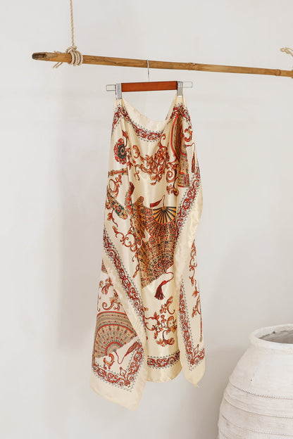 Rayne Scarf - Fan Print Beige
