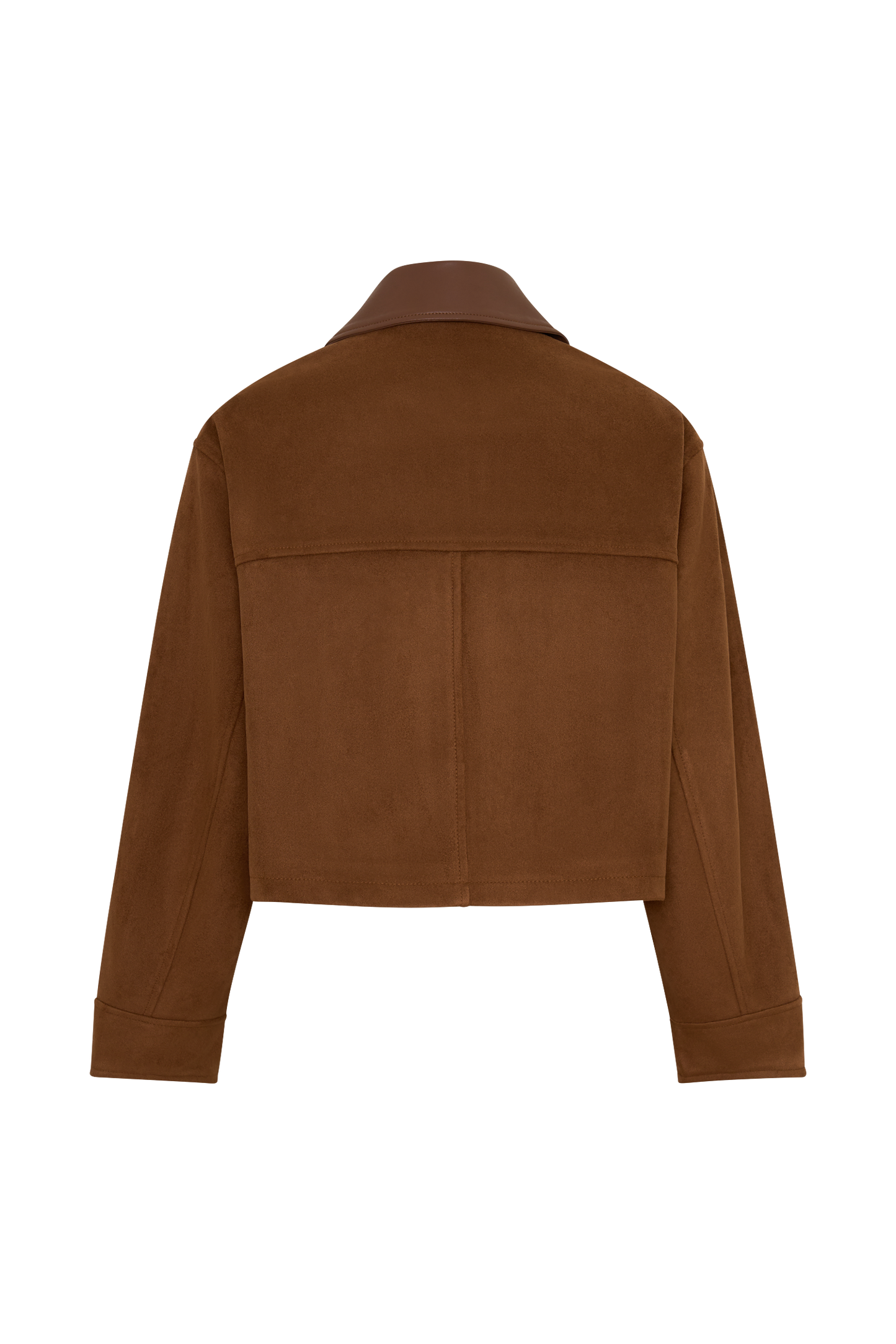 Remy Faux Suede & Leather Collared Jacket - Tan