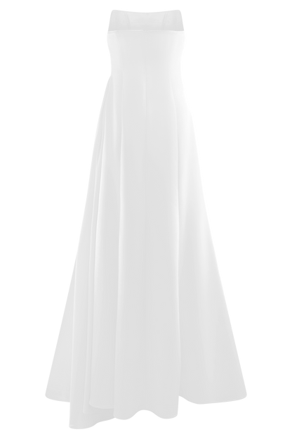 Rosella Satin Strapless Maxi Dress - White