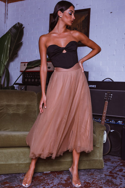 Think Twice Strapless Twist Top Black