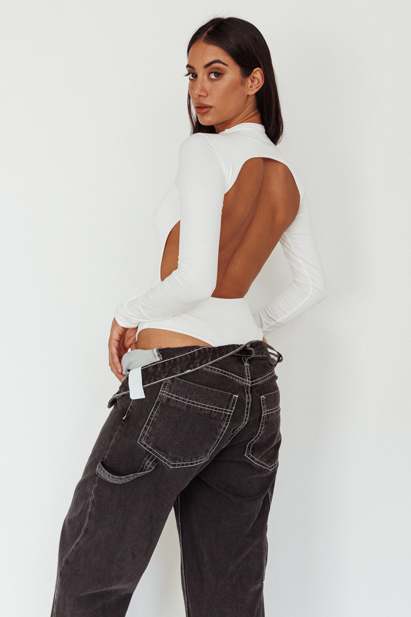 Remy Open Back Bodysuit Off White