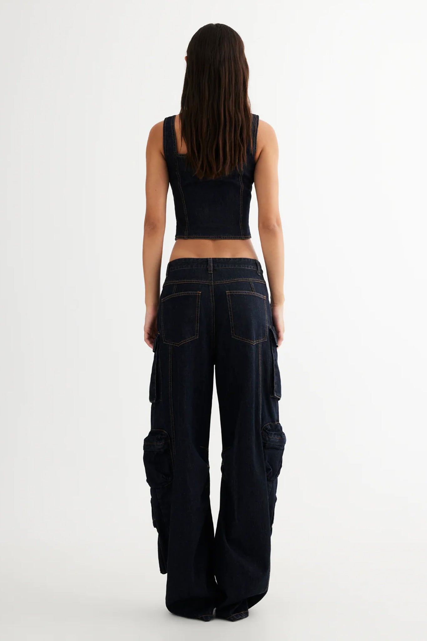 LIONESS After Hours Corset Dark Denim