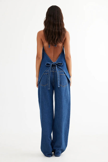 LIONESS Hills Halter Top Dark Denim
