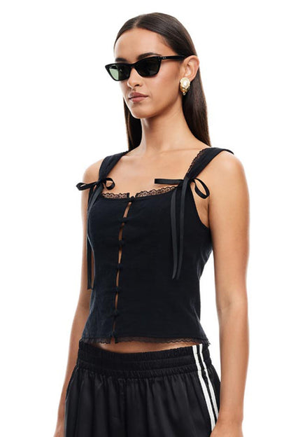 LIONESS Crystal Cami Top Onyx